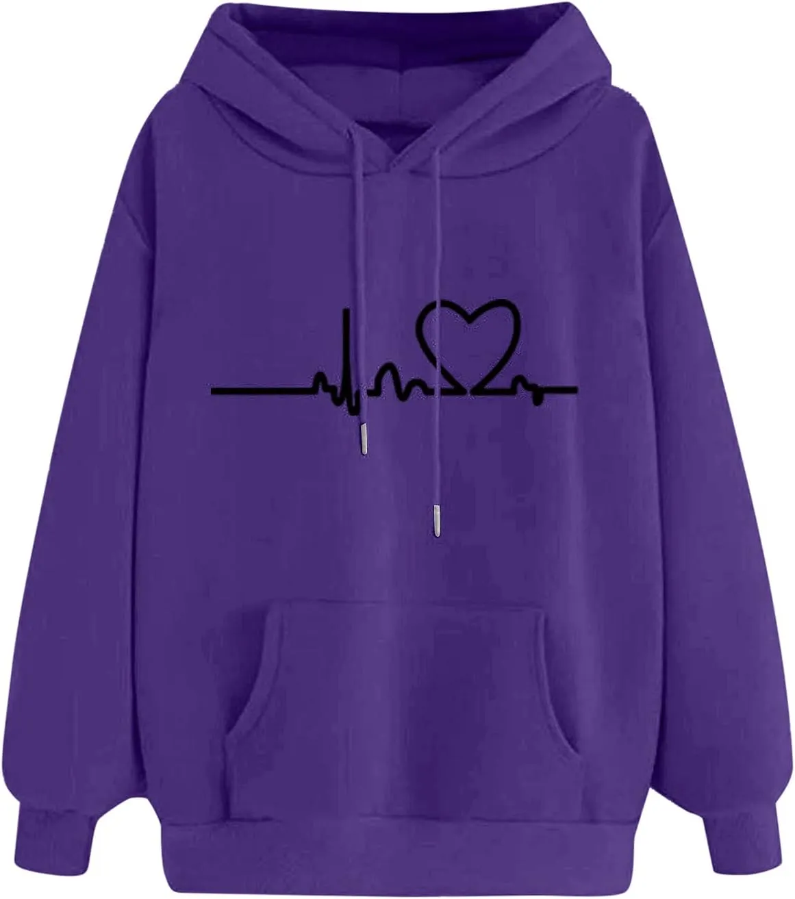 2024 Women's Fall Fashionable Casual Drawstring Sweaters Long Sleeved Loose Sports Hooded Cute Printed Tops