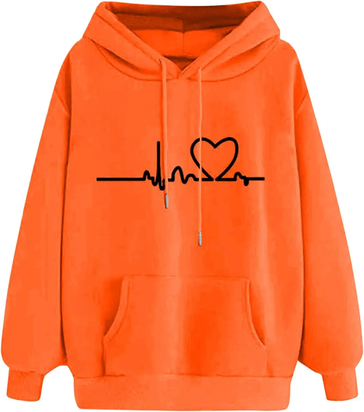 2024 Women's Fall Fashionable Casual Drawstring Sweaters Long Sleeved Loose Sports Hooded Cute Printed Tops