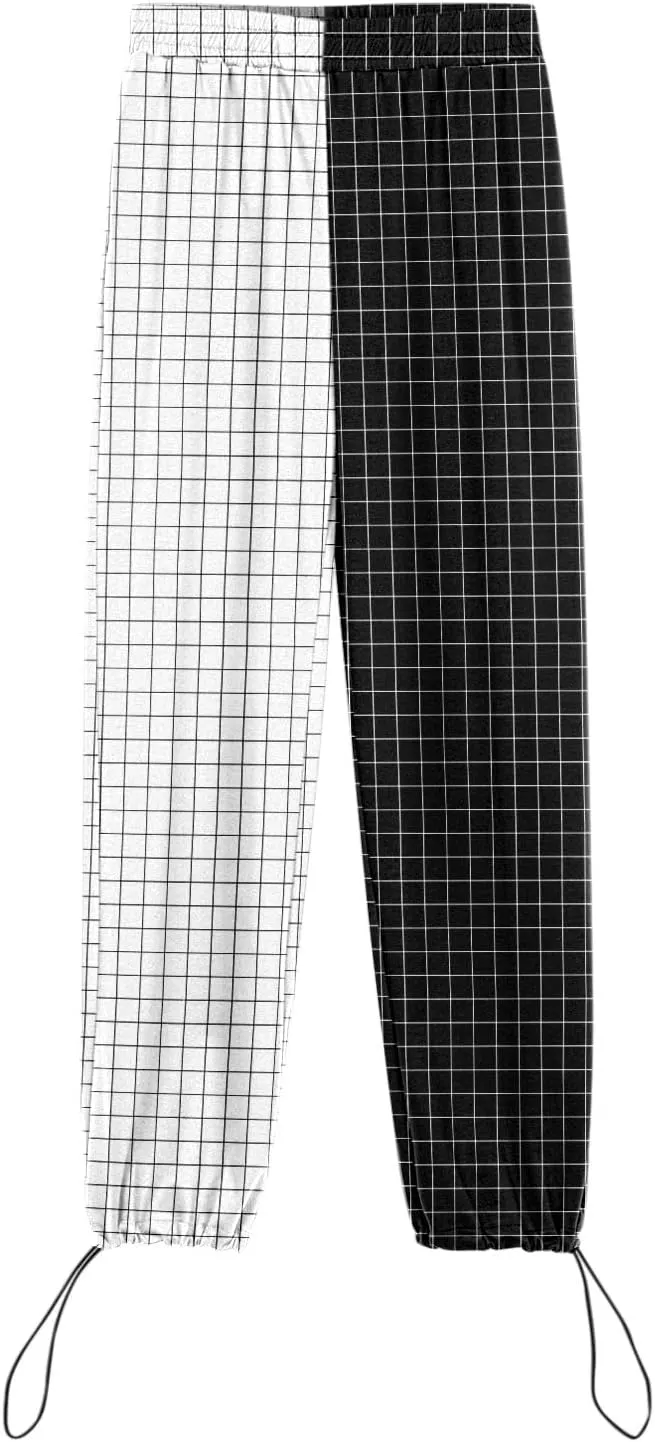 2025 Sweatpants for Women Trendy Print High Waist Sporty Gym Baggy Jogger Pants Work Casual Loose Wide Leg Pants