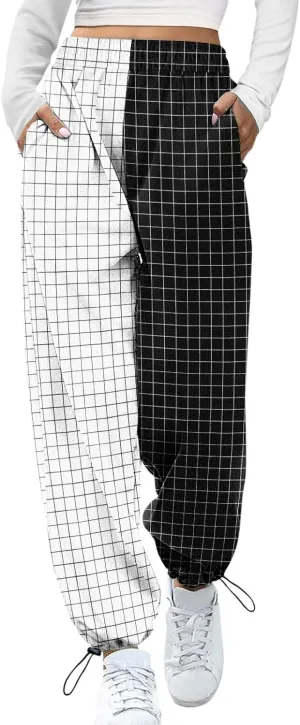 2025 Sweatpants for Women Trendy Print High Waist Sporty Gym Baggy Jogger Pants Work Casual Loose Wide Leg Pants