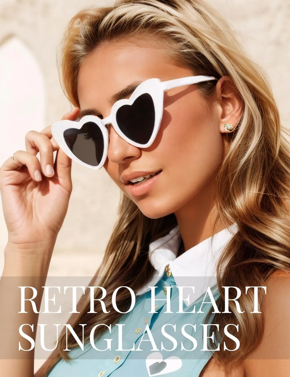 8 Pack Heart Sunglasses Vintage Cat Eye Heart Glasses Retro Bachelorette Bride Sunglasses Bulk for Women