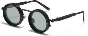 Adjustable Tint Sunglasses, 1-9 Gears Steampunk Retro Metal Round Polarized Glasses with ND Filter Lenses