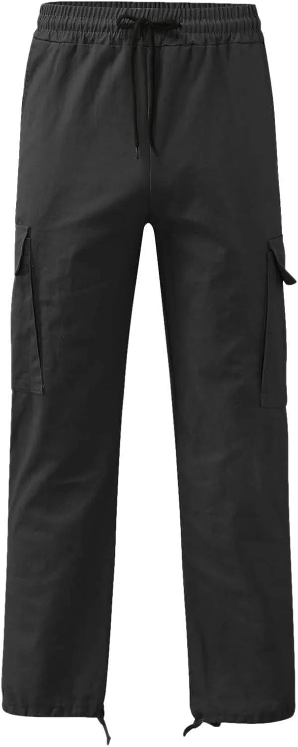Alalaso Men's Cargo Pants Tapered Workwear Linen Cargo Stretch Twill Cargo Jogger Sweatpants Outdoor Pants