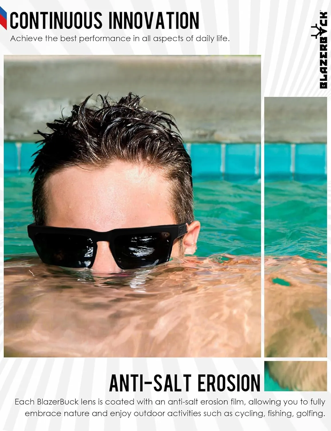 BLAZERBUCK Anti-salt Polarized Replacement Lenses for RayBan Meta Wayfarer RW4008 53mm Sunglass
