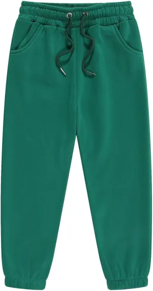 Boys' Girls' Basic Fleece Jogger Sweatpants, Elastic Waistband with Drawstring Closure, Super-Soft Cotton-Blend