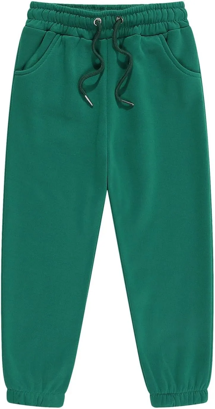 Boys' Girls' Basic Fleece Jogger Sweatpants, Elastic Waistband with Drawstring Closure, Super-Soft Cotton-Blend