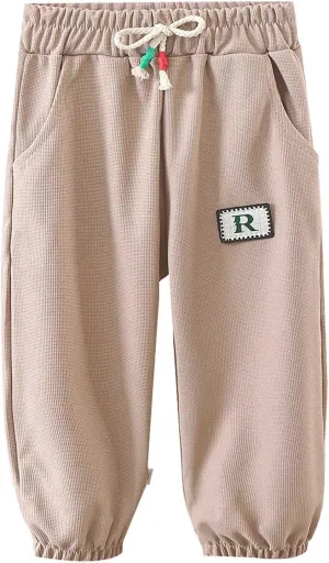 Boys Girls Basic Stretchy Sports Pants Drawstring Cotton Fleece Active Jogger Athletic Sweatpants Infant Riding Pants