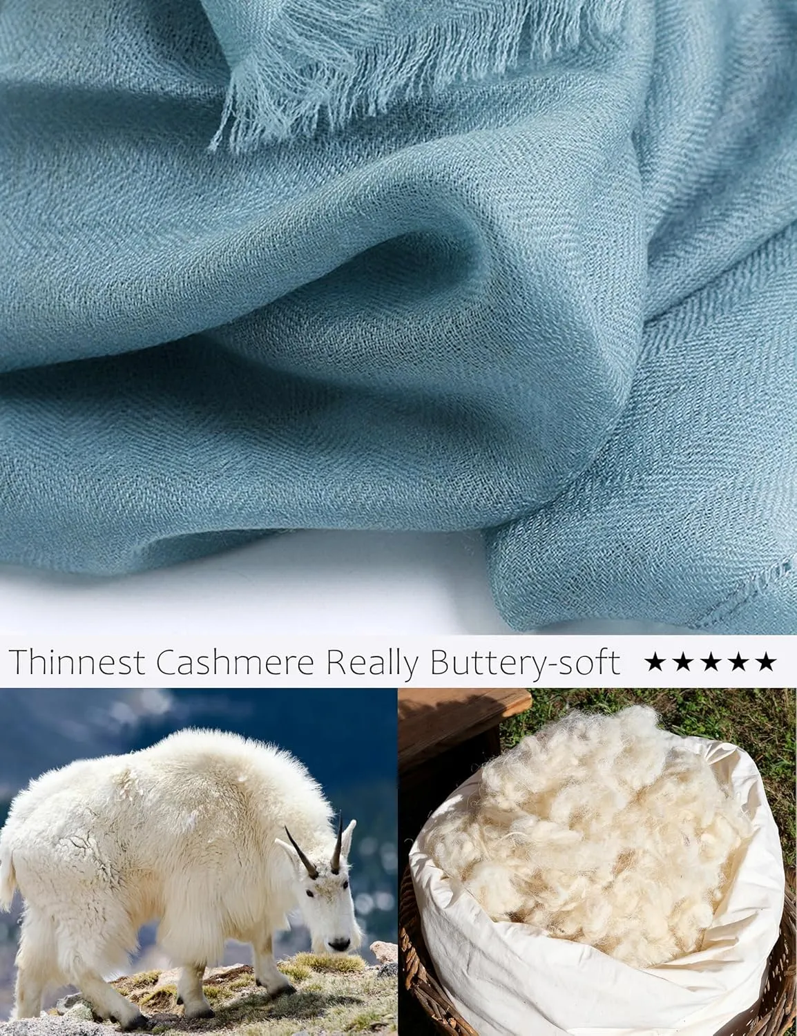 Buttery-soft Cashmere Wrap Lightweight Scarf Shawl Travel Stole for Wayfarer Extra Large 75"x35"