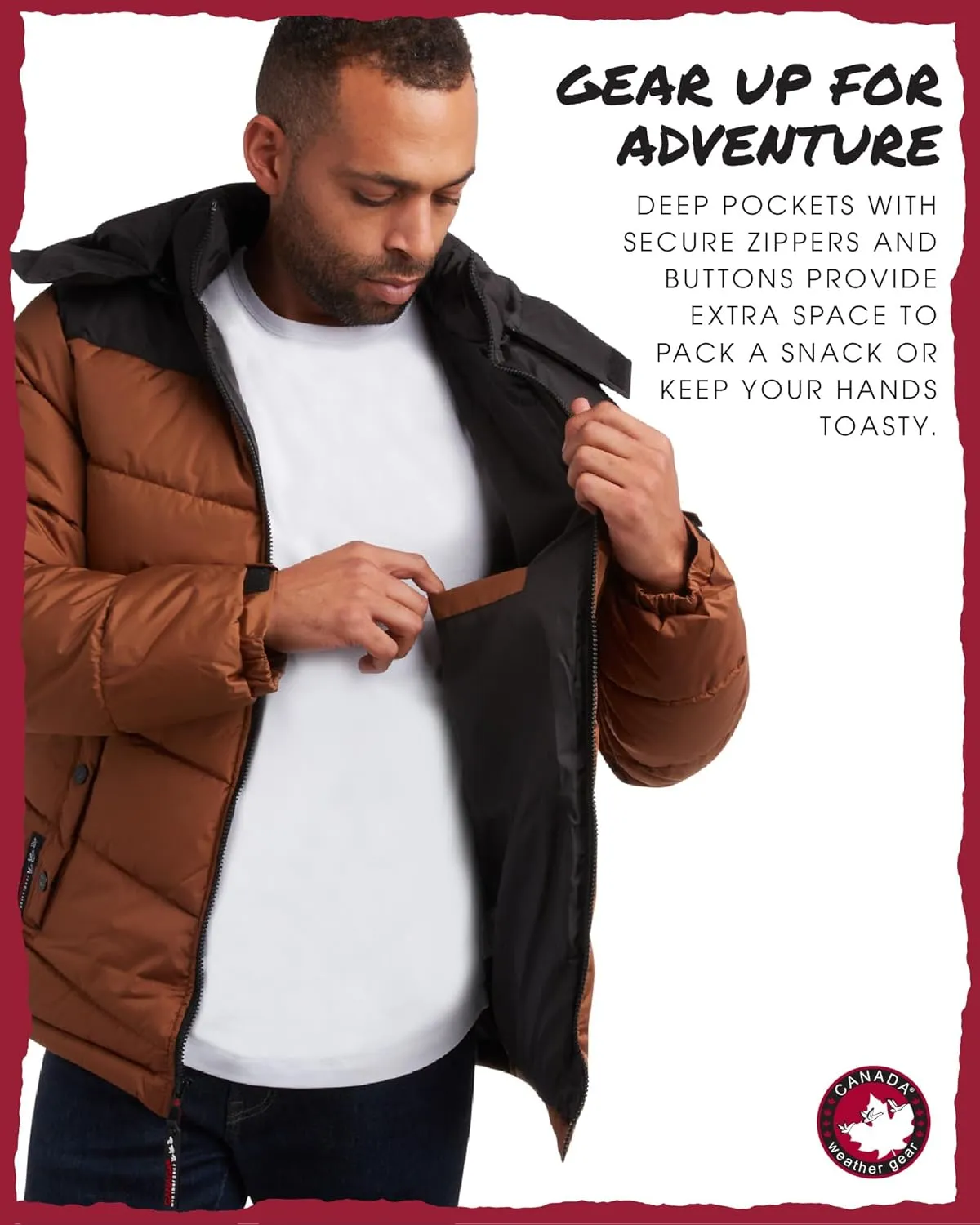 CANADA WEATHER GEAR Men's Winter Jacket – Heavyweight Puffer Jacket – Casual Coat for Men (M-XXL)