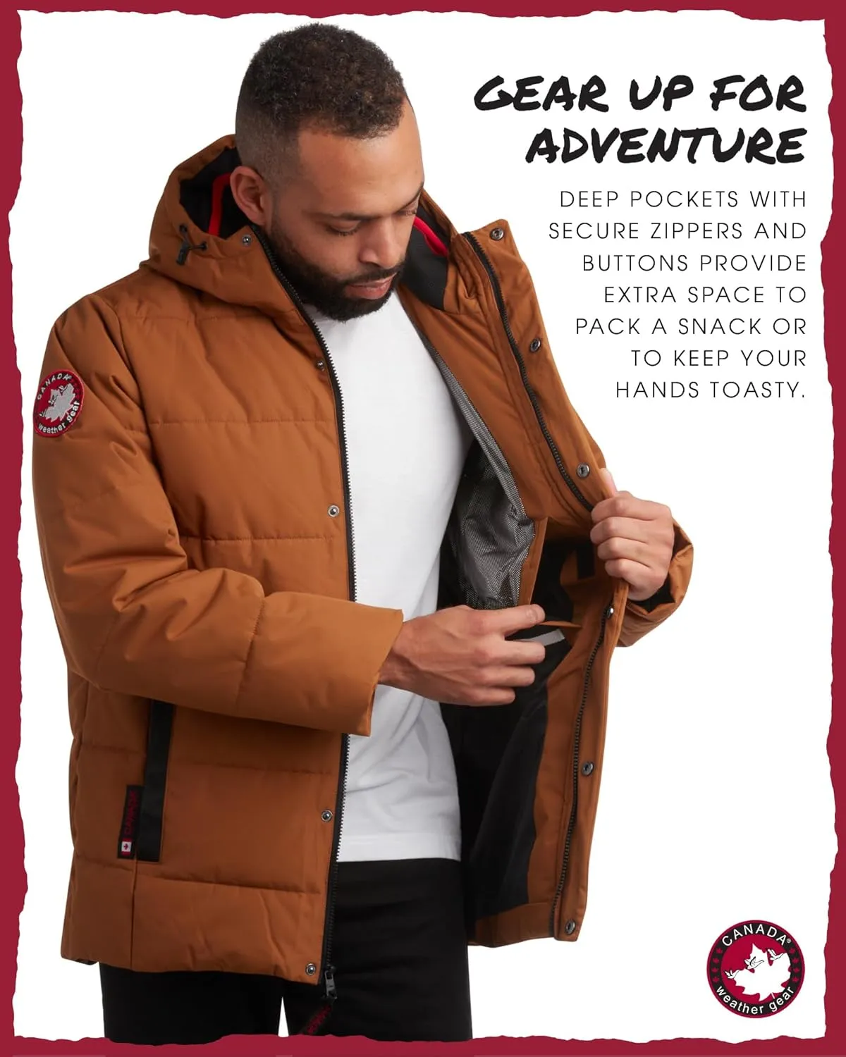 CANADA WEATHER GEAR Men's Winter Jacket – Heavyweight Puffer Jacket – Casual Coat for Men (M-XXL)