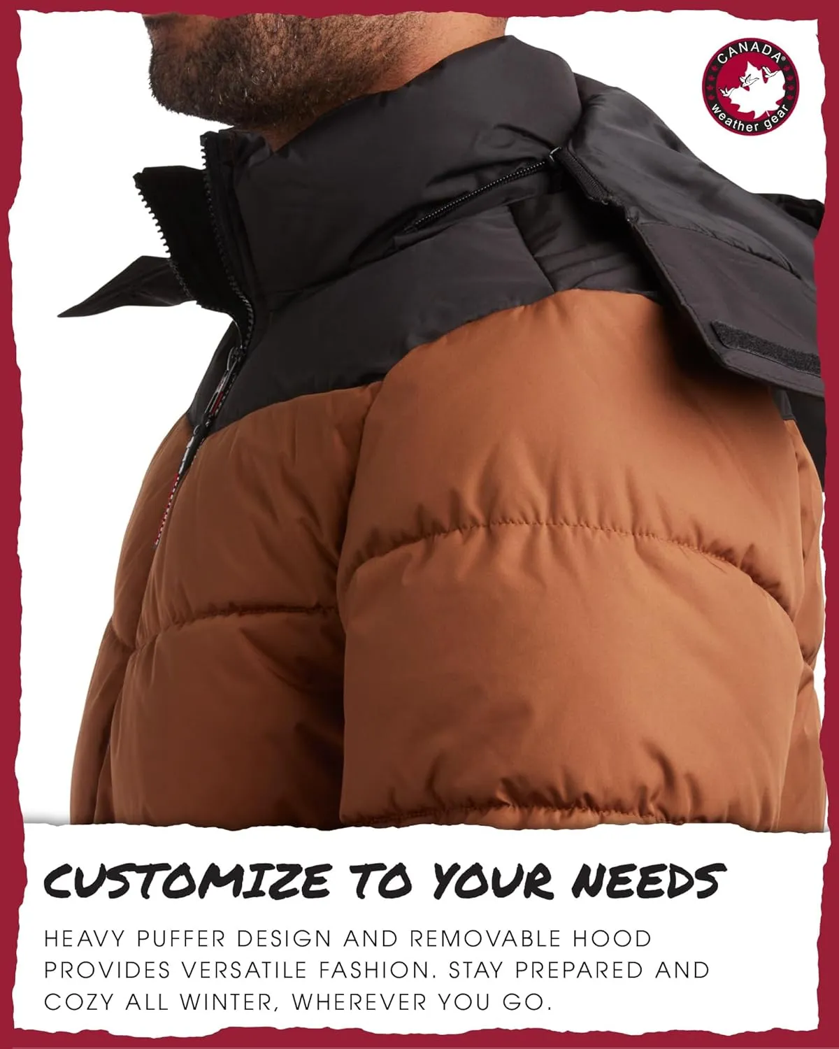 CANADA WEATHER GEAR Men's Winter Jacket – Heavyweight Puffer Jacket – Casual Coat for Men (M-XXL)