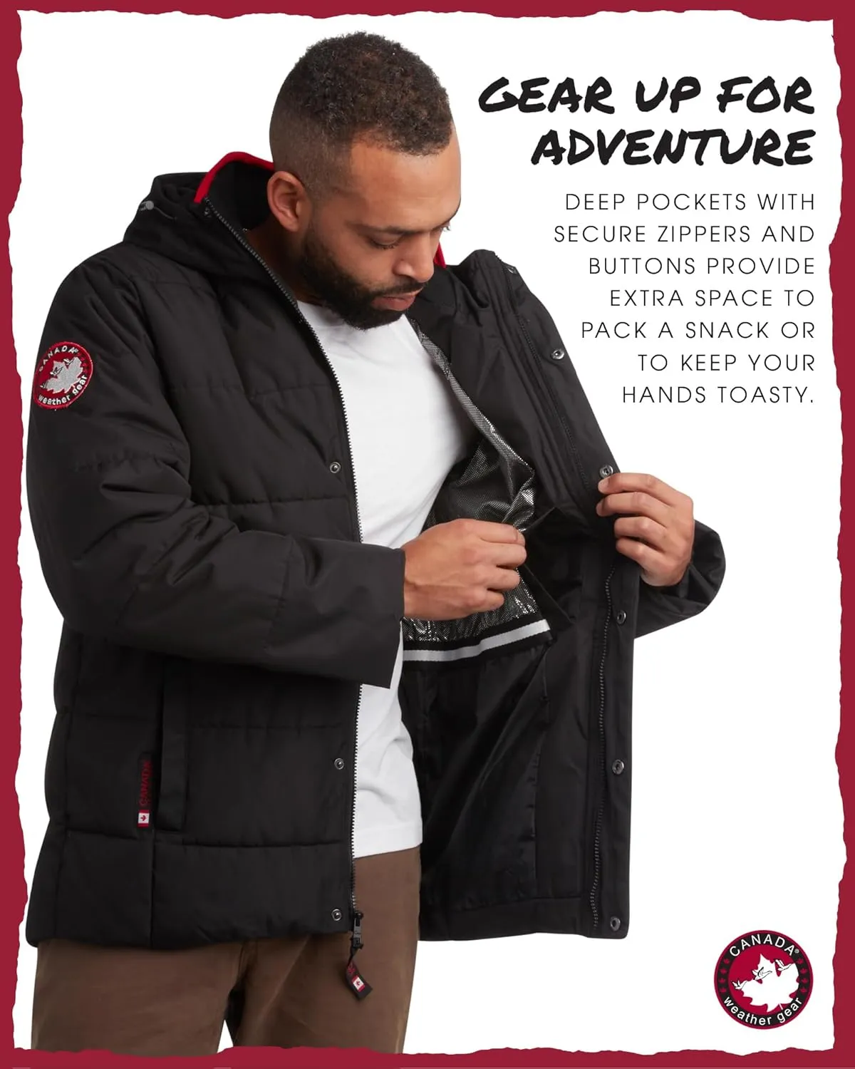 CANADA WEATHER GEAR Men's Winter Jacket – Heavyweight Puffer Jacket – Casual Coat for Men (M-XXL)