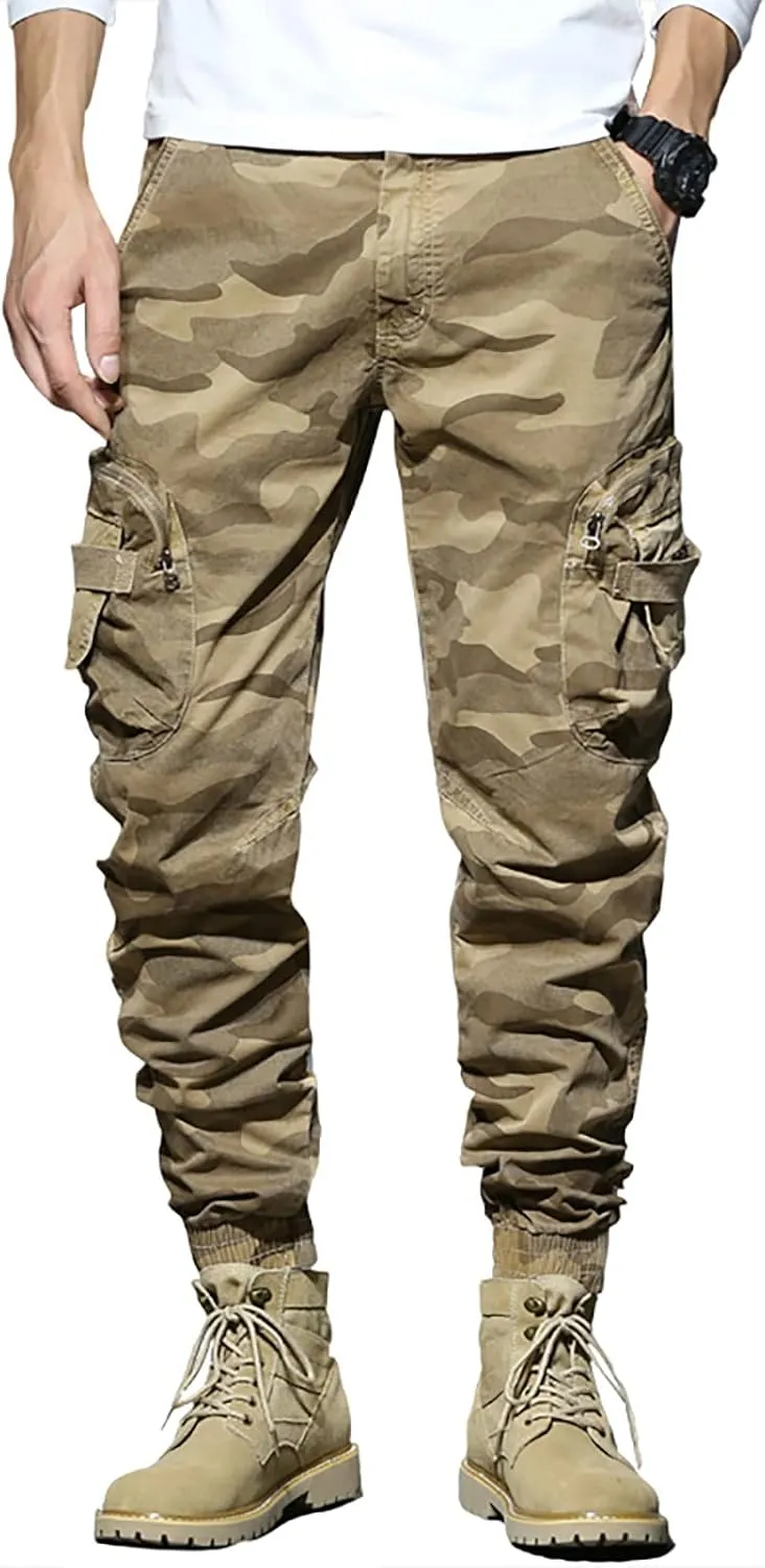 Cargo Pants for Men Men's Camouflage Flex Ripstop Tactical Pants Lightweight Hiking Casual Cargo Pants Multi Pockets