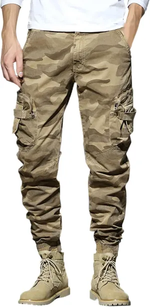 Cargo Pants for Men Men's Camouflage Flex Ripstop Tactical Pants Lightweight Hiking Casual Cargo Pants Multi Pockets