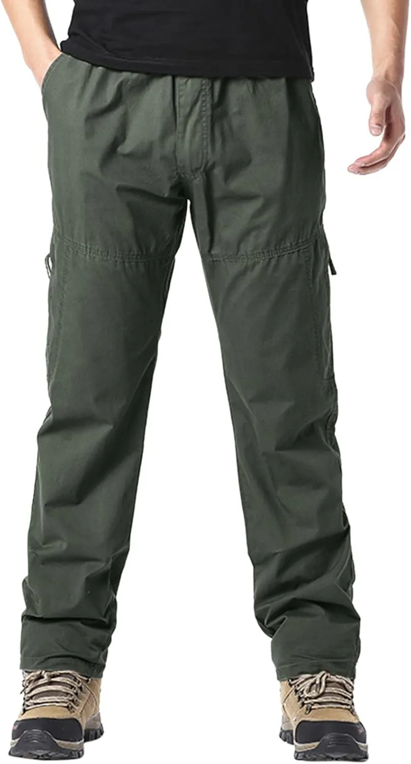 Cargo Pants for Men Relaxed Fit Fleece Athletic Sweatpant Basic Running Drawstring Joggers Workout Sweat Pants Mens