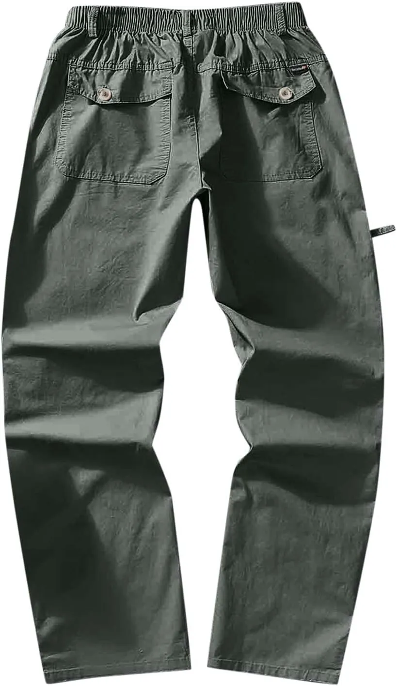Cargo Pants for Men Relaxed Fit Fleece Athletic Sweatpant Basic Running Drawstring Joggers Workout Sweat Pants Mens