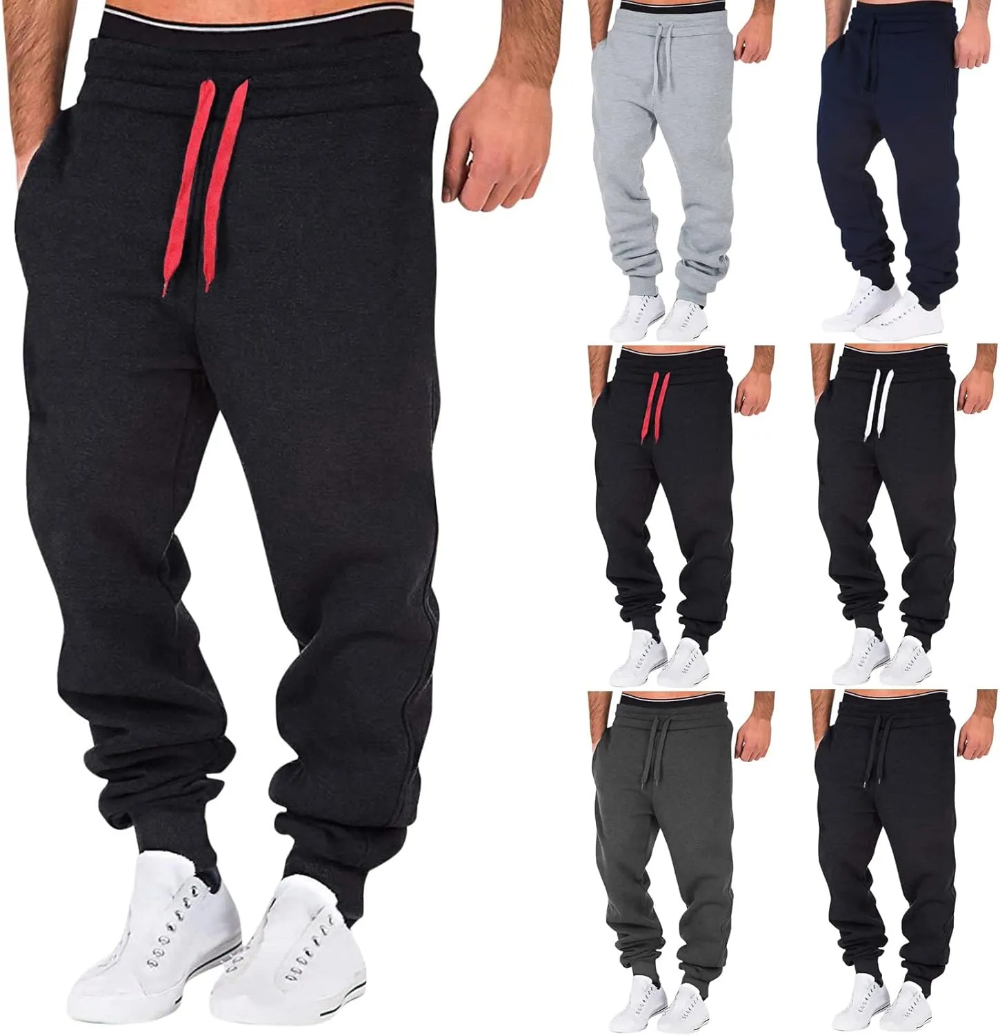 Cargo Pants for Men Relaxed Fit Joggers with Pockets Mens Workout Cargo Sweatpants Athletic Pants Open Bottom Joggers