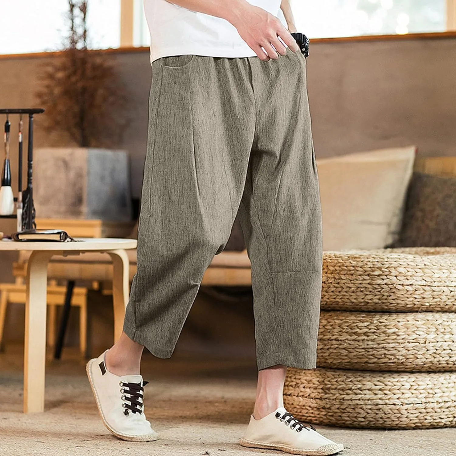 Cargo Sweatpants for Men Mens Lounge Pants Men's Cotton Multi-Pockets Work Pants Tactical Outdoor Military Army Cargo