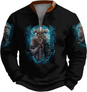 Christian Sweatshirts for Men 1/4 Zip Jacket Jesus Cross Graphic Print Pullover Sweatshirt Vintage Fashion Tops