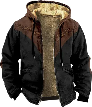 Christmas Hoodies for Men Heavyweight Sherpa Fleece Lined Heavyweight Sweatshirts Plus Size Full Zip Thick Winter Coats