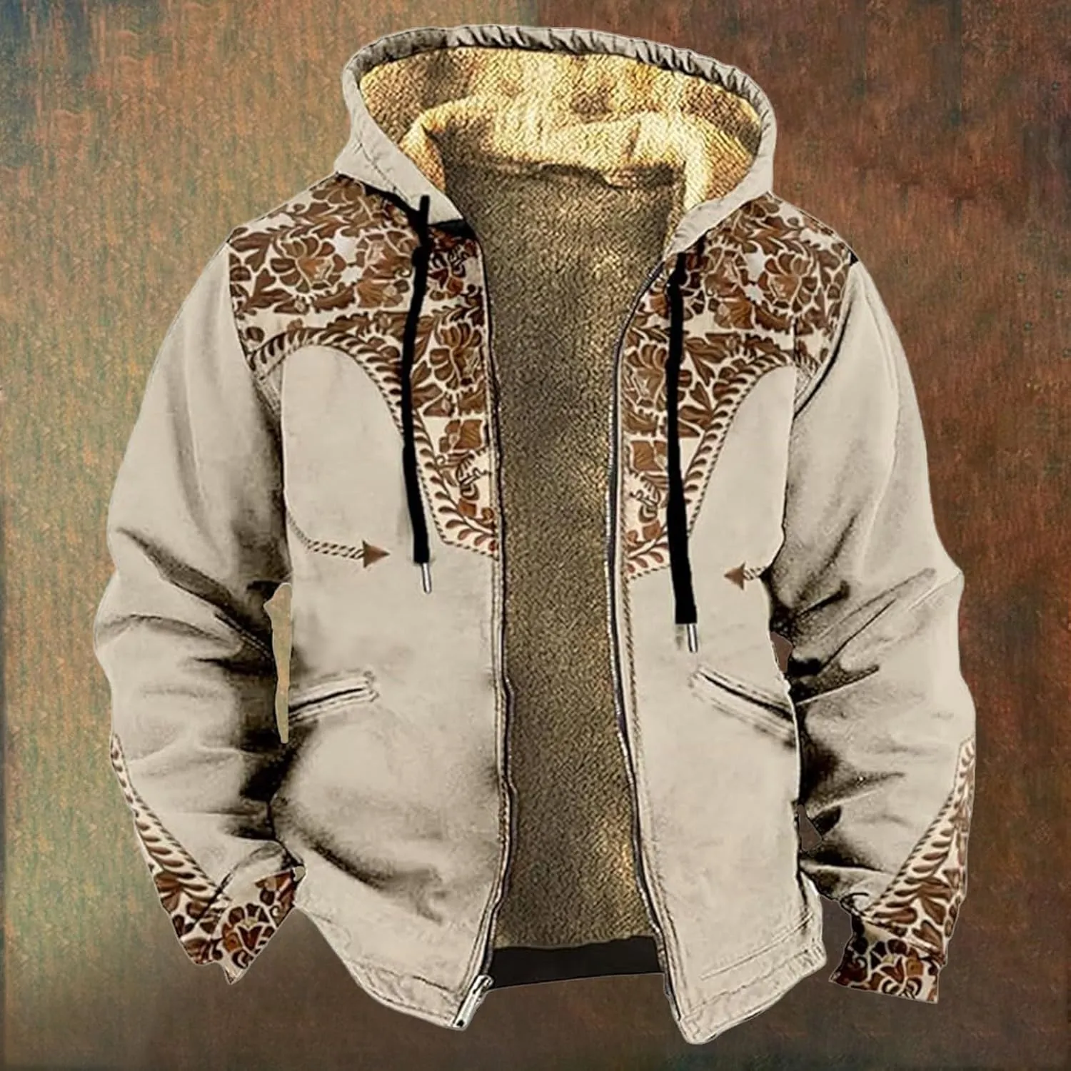 Christmas Hoodies for Men Heavyweight Sherpa Fleece Lined Heavyweight Sweatshirts Plus Size Full Zip Thick Winter Coats
