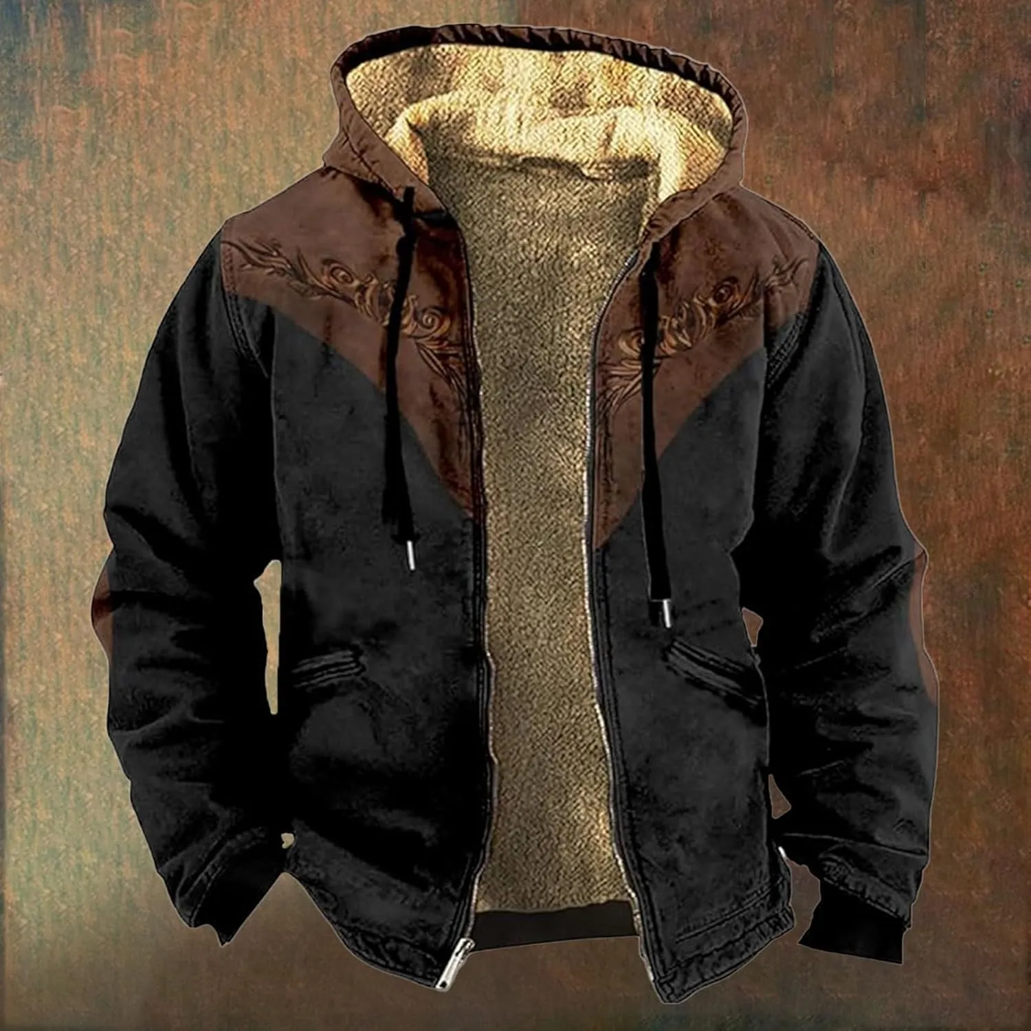 Christmas Hoodies for Men Heavyweight Sherpa Fleece Lined Heavyweight Sweatshirts Plus Size Full Zip Thick Winter Coats