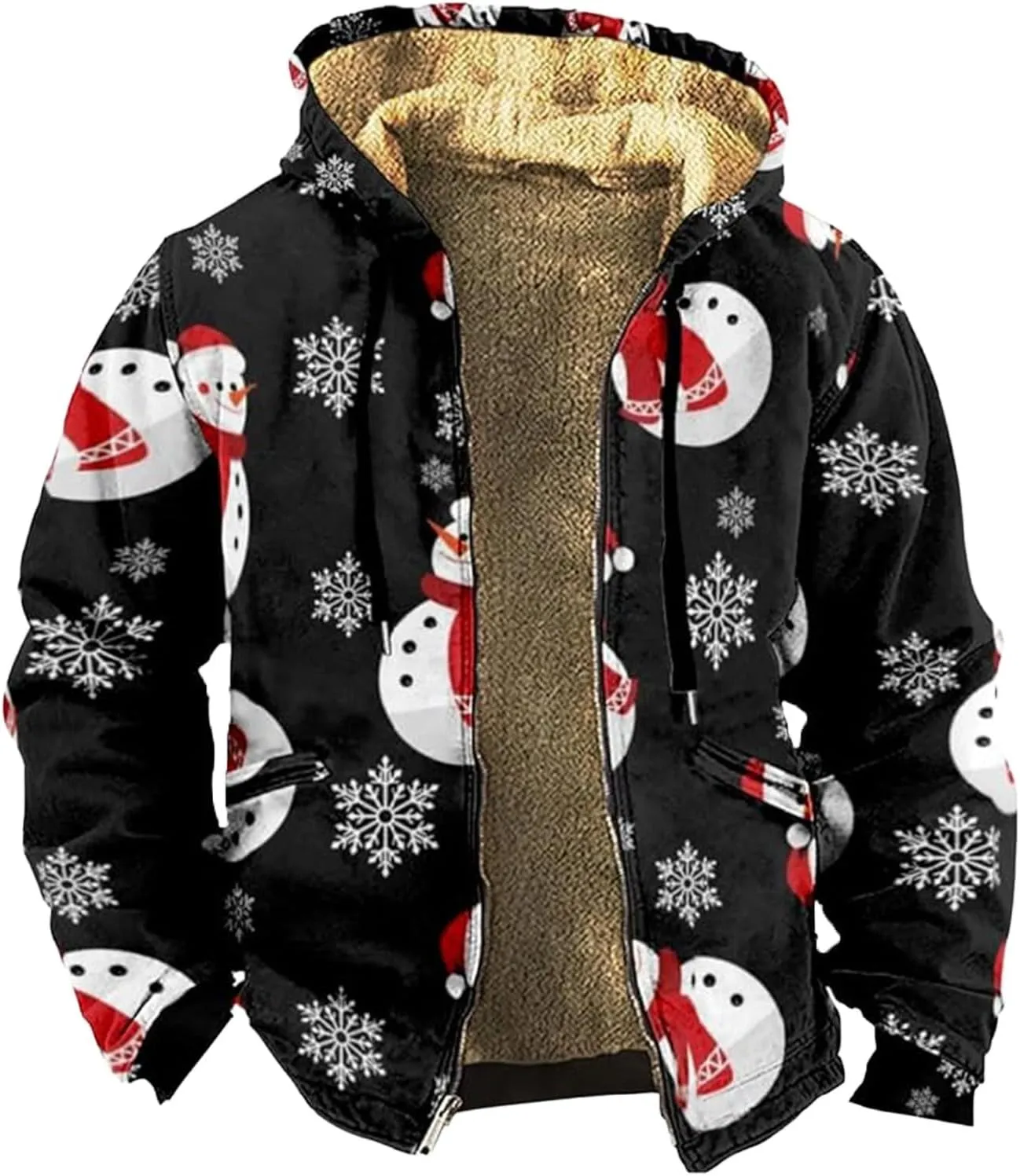 Christmas Hoodies for Men Heavyweight Sherpa Fleece Lined Heavyweight Sweatshirts Plus Size Full Zip Thick Winter Coats