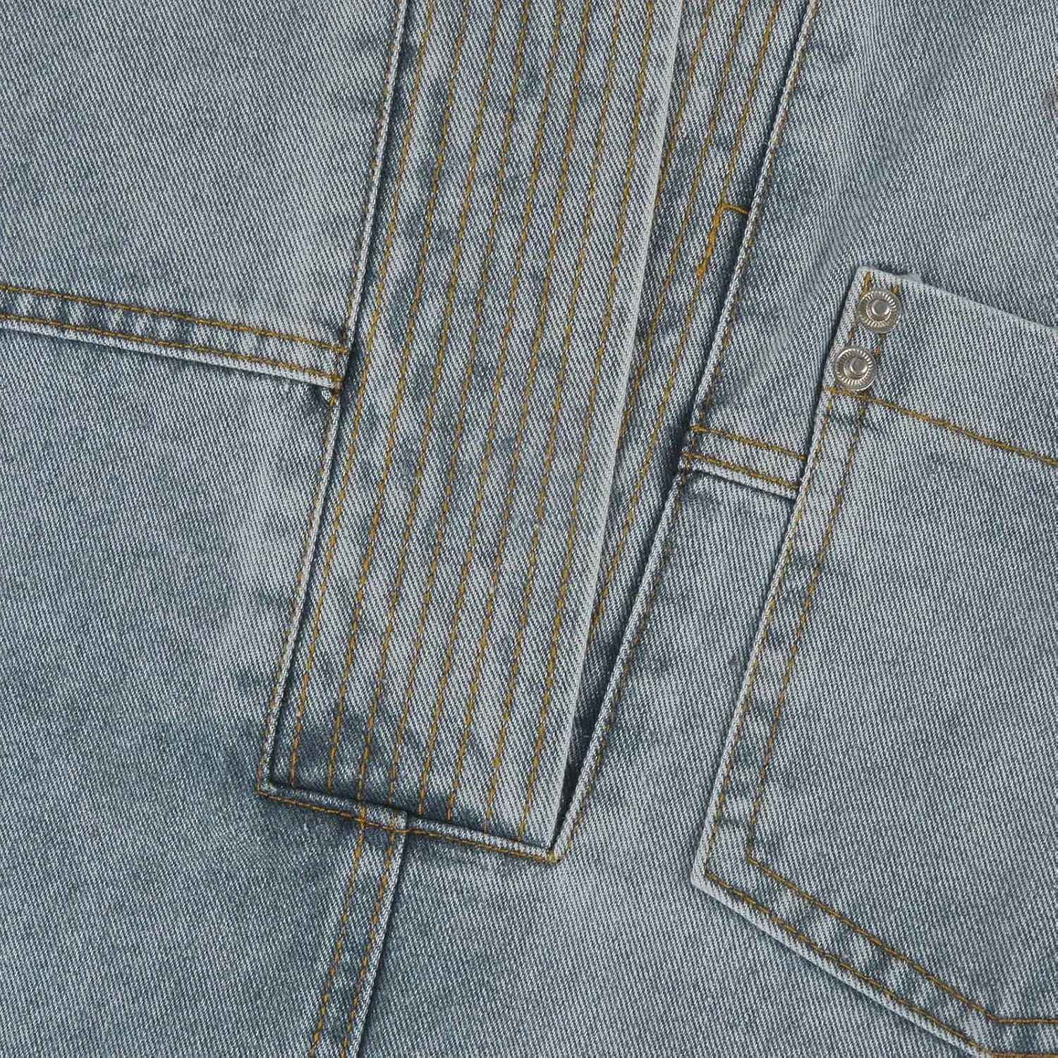 COTECRAM Womens Denim Tops Pullover Trendy Casual V Neck Loose Fit Long Sleeve oversized Jean Shirts Jacket with Pocket
