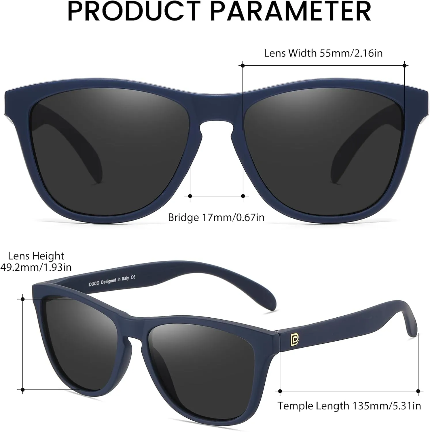 DUCO Retro Round Polarized Sunglasses for Men Women Driving Sun Glasses UV400 Protection Lightweight Frame Shades 3002
