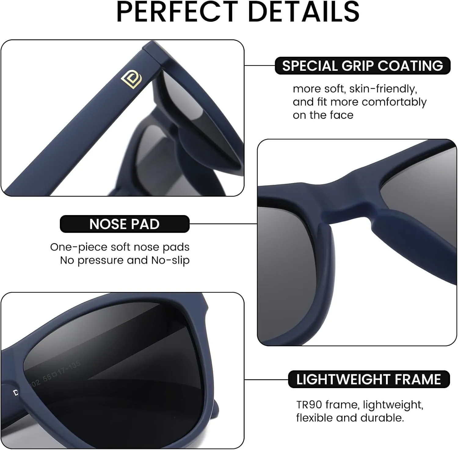 DUCO Retro Round Polarized Sunglasses for Men Women Driving Sun Glasses UV400 Protection Lightweight Frame Shades 3002