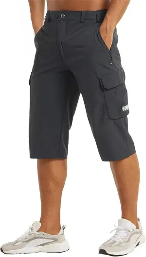 evzosrz Men's 3/4 Shorts Quick Dry Lightweight Workout Shorts Fishing Golf Athletic Hiking Capri Pants with Zipper Pockets