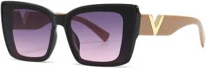 Fashion Cat Eye Sunglasses Vintage Luxury Black Oversized Ladies Sunglasses Eyewear UV400