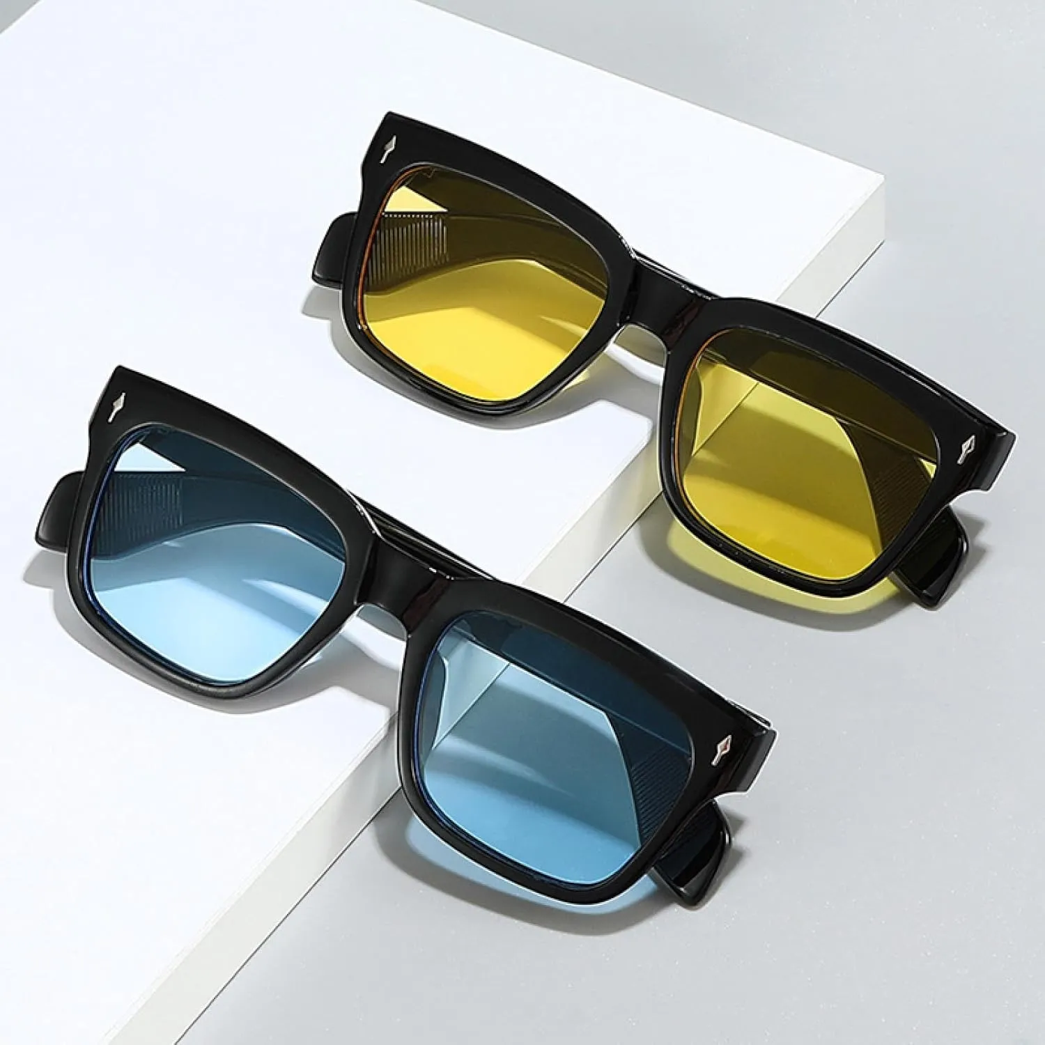 Fashion Gradient Women Sunglasses Vintage Rivets Men Olive Green Uv400