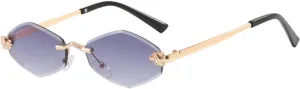 Fashion Small Polygonal Sunglasses for Women Luxury Brown Rhombus Glasses Woman Vintage Metal Shades