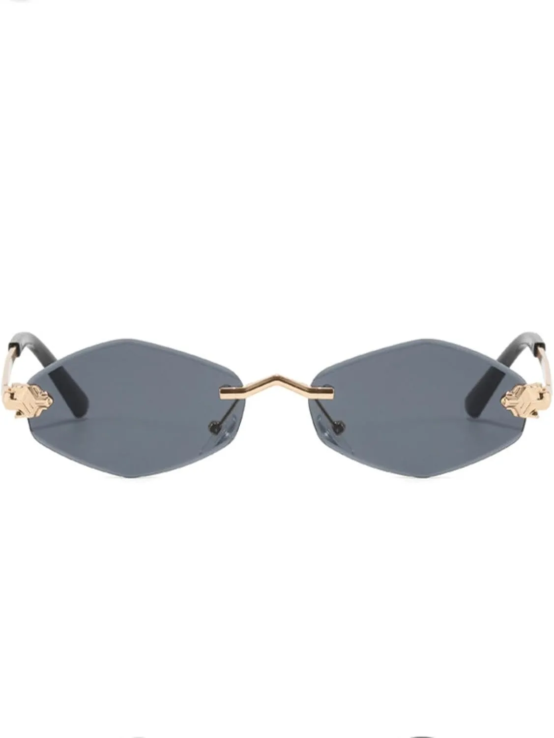 Fashion Small Polygonal Sunglasses for Women Luxury Brown Rhombus Glasses Woman Vintage Metal Shades