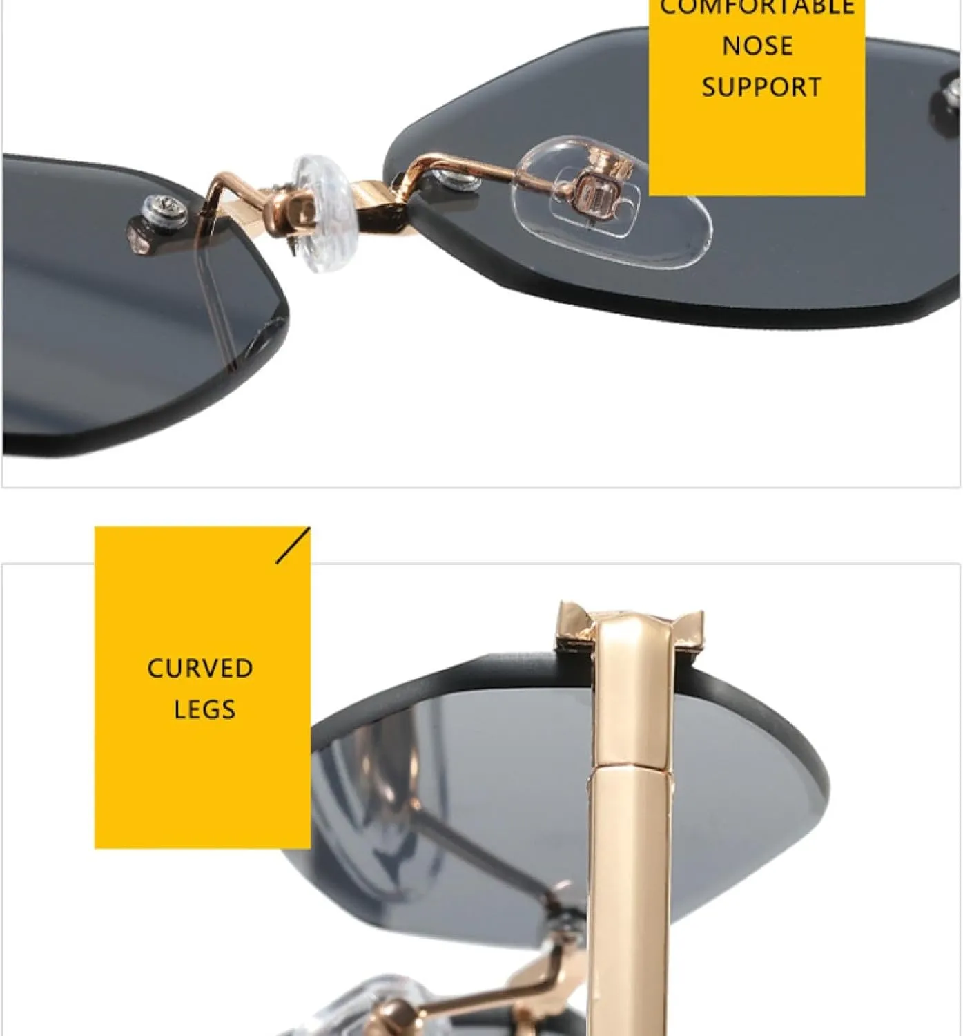 Fashion Small Polygonal Sunglasses for Women Luxury Brown Rhombus Glasses Woman Vintage Metal Shades