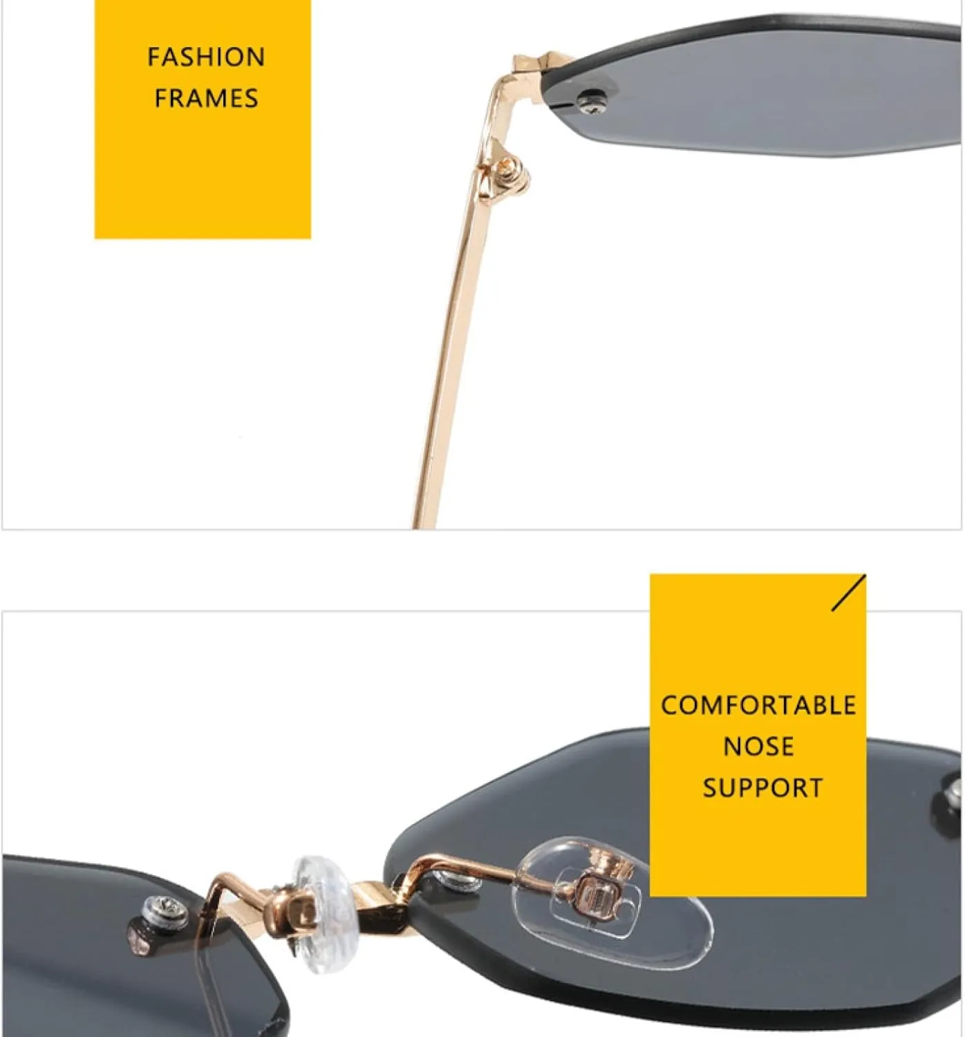 Fashion Small Polygonal Sunglasses for Women Luxury Brown Rhombus Glasses Woman Vintage Metal Shades