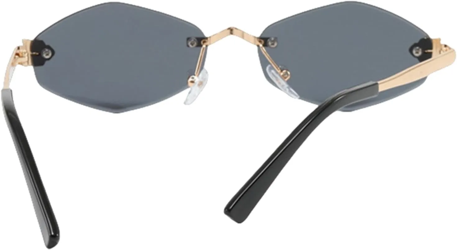 Fashion Small Polygonal Sunglasses for Women Luxury Brown Rhombus Glasses Woman Vintage Metal Shades