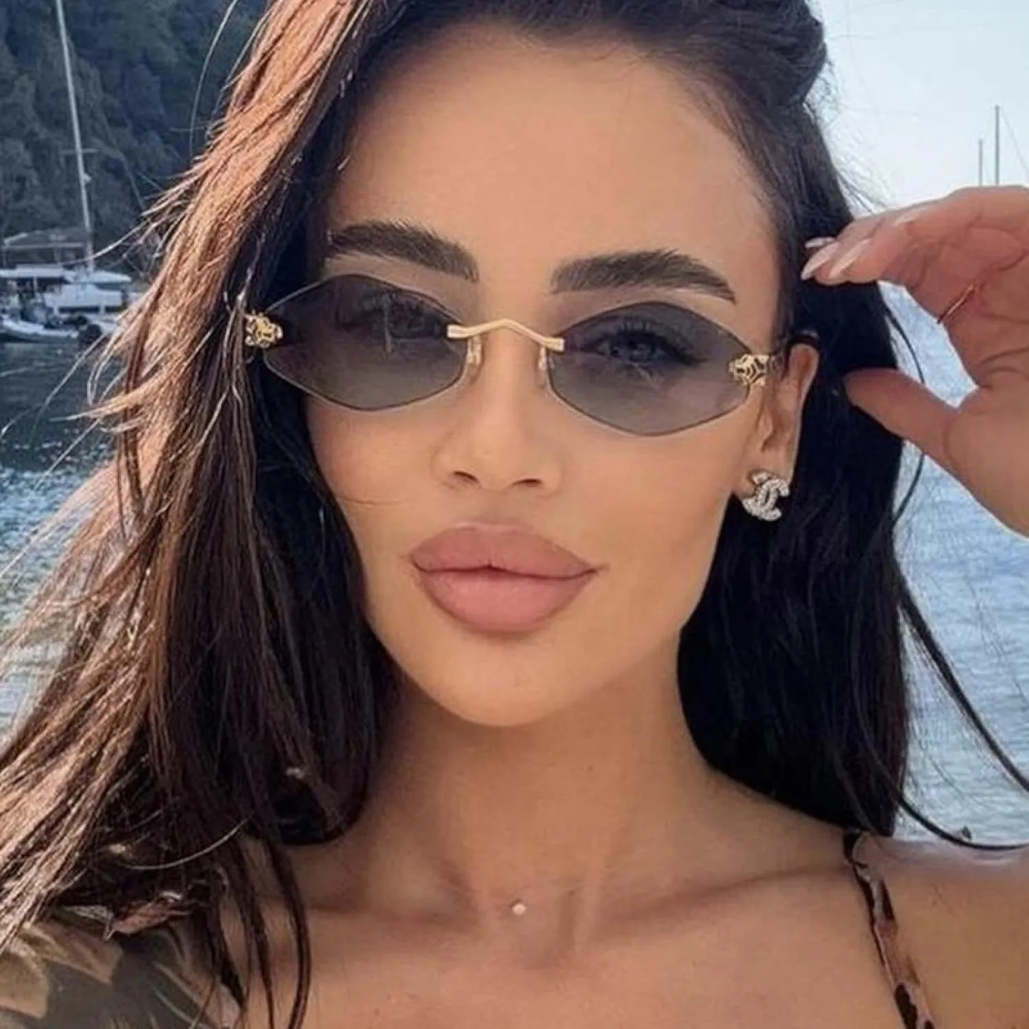 Fashion Small Polygonal Sunglasses for Women Luxury Brown Rhombus Glasses Woman Vintage Metal Shades