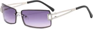 Fashion Small Rimless Frame Sunglasses Gemstone Sunglasses Metal Women's Uv400