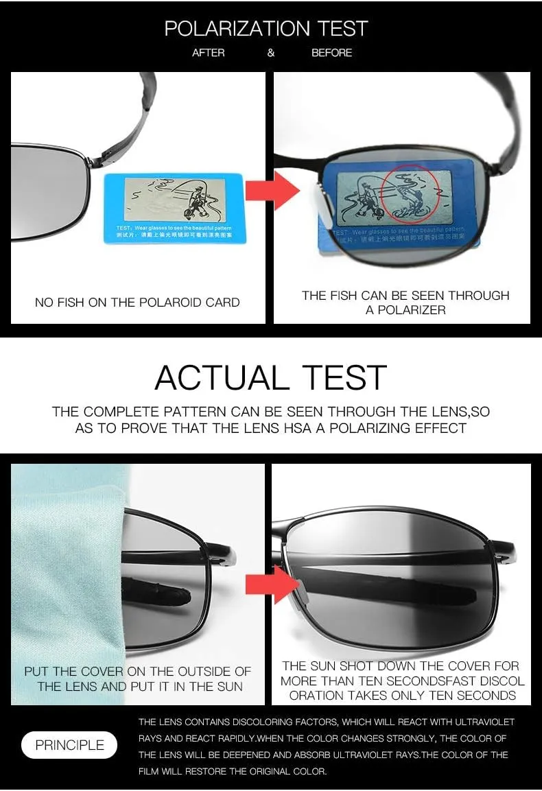 FEISEDY Classic Polarized Photochromic Sunglasses Driving Photosensitive Glasses B2444
