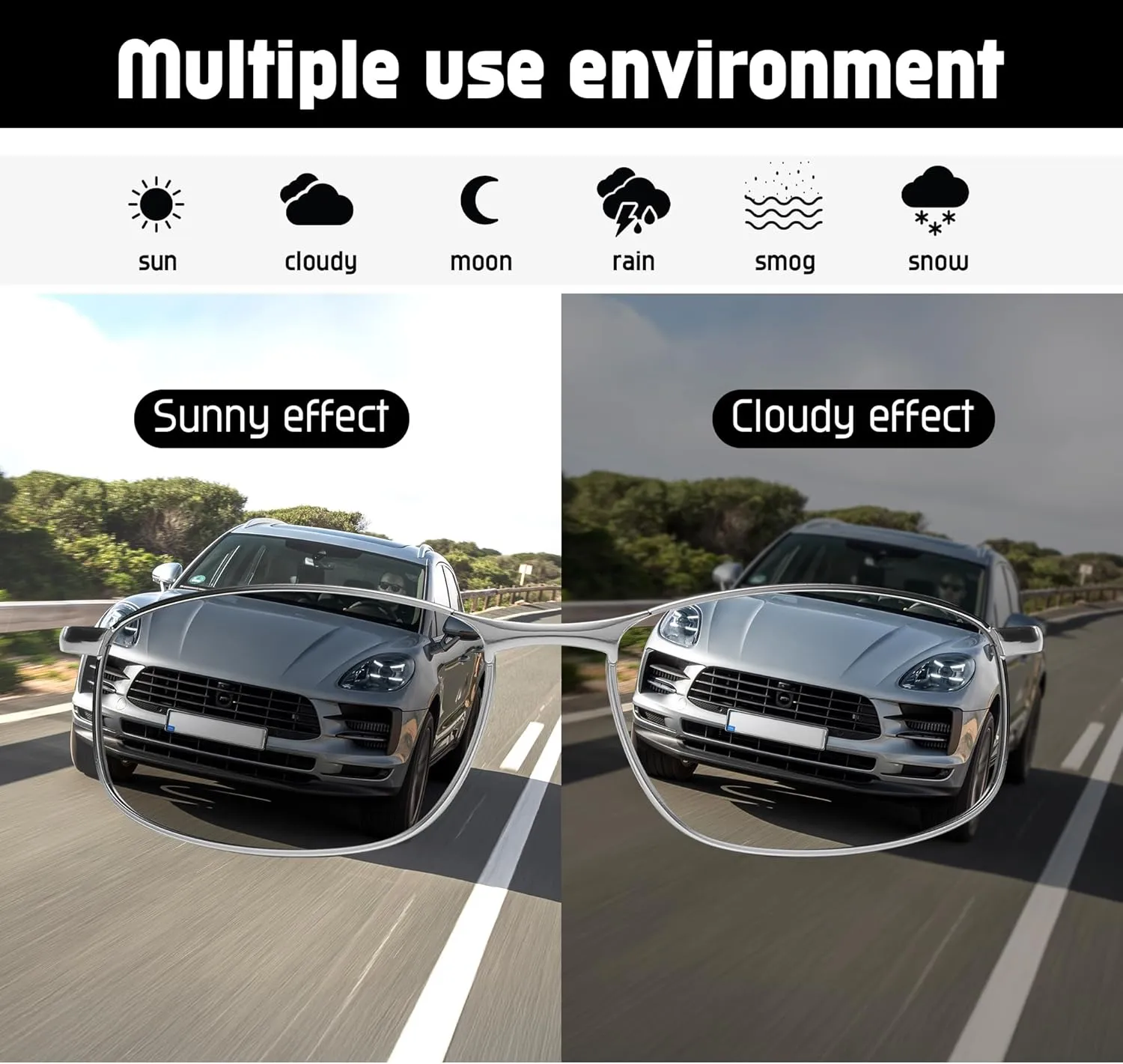 FEISEDY Classic Polarized Photochromic Sunglasses Driving Photosensitive Glasses B2444