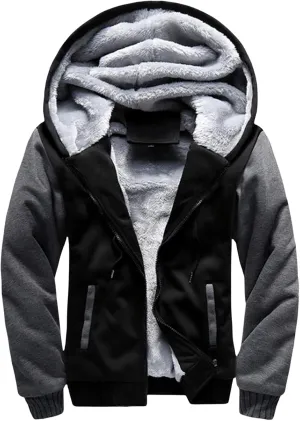 Fleece Hoodie Men Winter Heavyweight Sherpa Lined Zipper Sweatshirt Casual Workout Warm Hoodies Thick Jackets Pockets