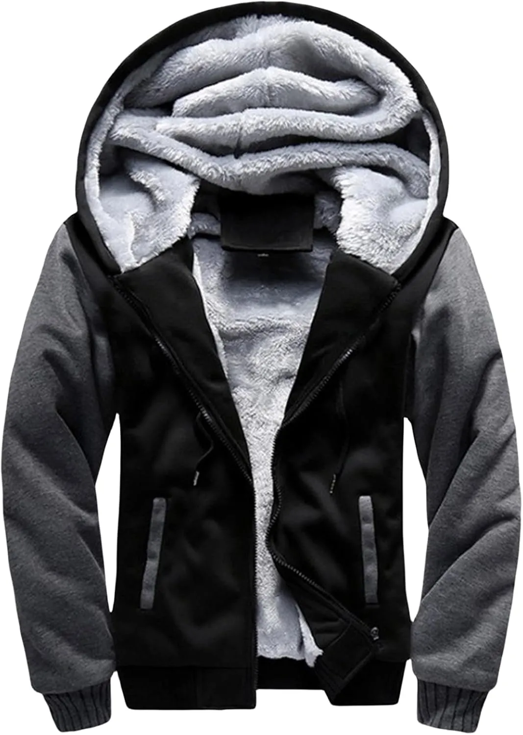 Fleece Hoodie Men Winter Heavyweight Sherpa Lined Zipper Sweatshirt Casual Workout Warm Hoodies Thick Jackets Pockets