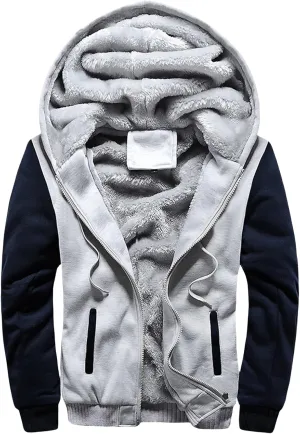 Fleece Hoodie Men Winter Heavyweight Sherpa Lined Zipper Sweatshirt Casual Workout Warm Hoodies Thick Jackets Pockets