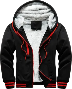 Fleece Hoodie Men Winter Thick Zipper Sweatshirts Workout Baseball Coat Casual Warm Hooded Pullover Jacket Sport Coats