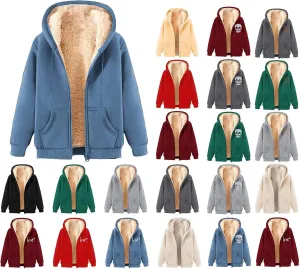 Fleece Jacket Men Fleece Jacket Women Unisex Fall Winter Warm Plush Lined Sherpa Cardigan Casual Long Sleeve Hoodies
