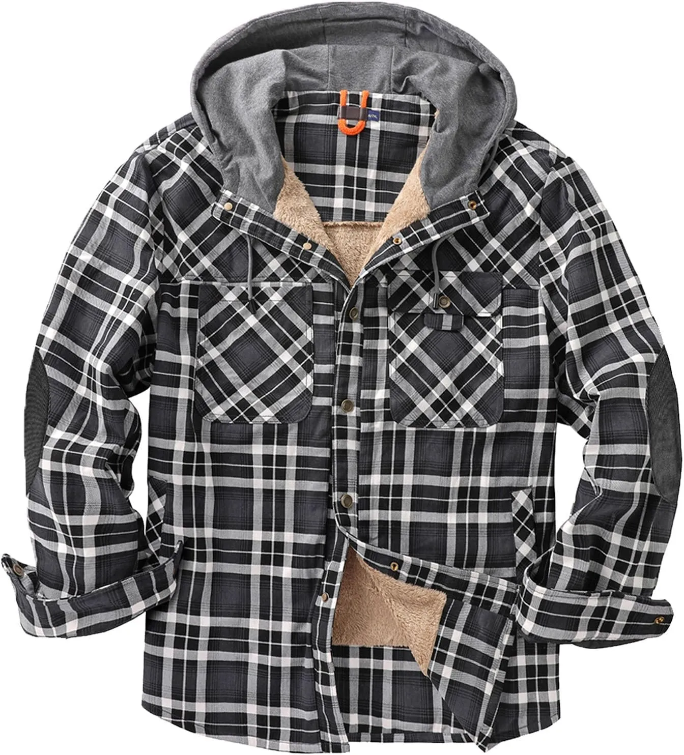 Fleece Sweatshirts Men Warm Sherpa Lined Sweatshirts Flannel Plaid Winter Zip Up Hoodies Thick Jacket