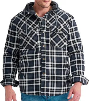 Fleece Sweatshirts Men Warm Sherpa Lined Sweatshirts Flannel Plaid Winter Zip Up Hoodies Thick Jacket