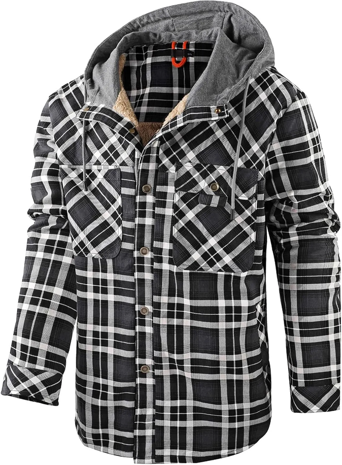 Fleece Sweatshirts Men Warm Sherpa Lined Sweatshirts Flannel Plaid Winter Zip Up Hoodies Thick Jacket